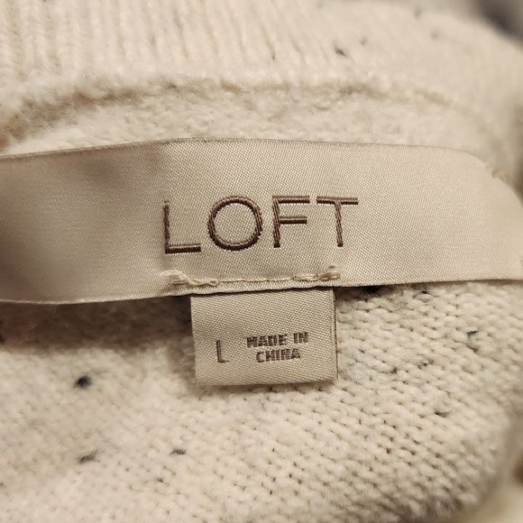 LOFT Oatmeal Speckled Crew Neck Sweater Size Large - Picture 7 of 13